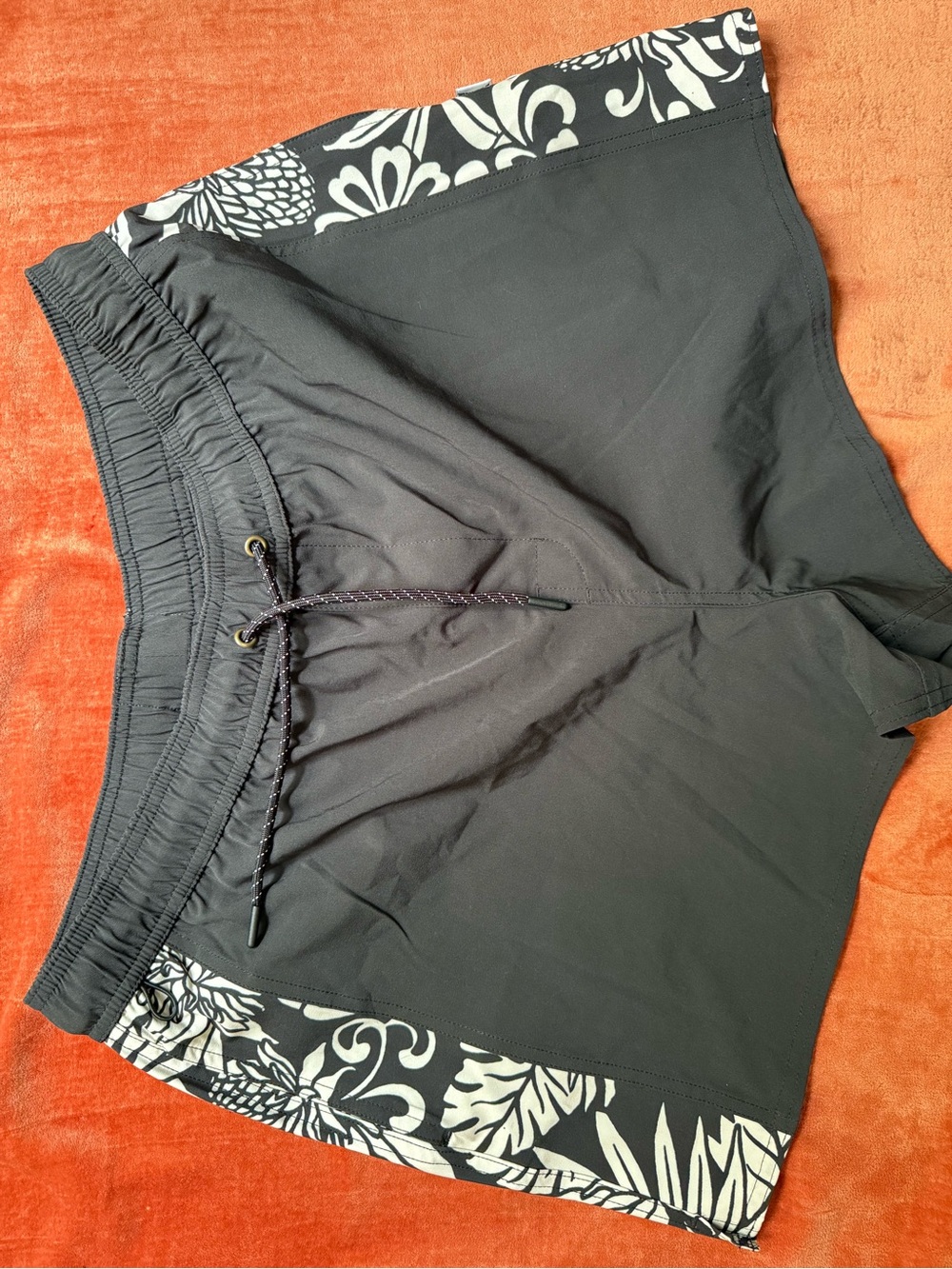 NWOT Birdwell Black and White Board Shorts with Floral Detail